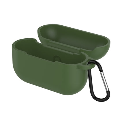 Solid Color Silicone Earphone Protective Case for AirPods Pro, with Hook(Army Green)-garmade.com