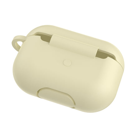 Solid Color Silicone Earphone Protective Case for AirPods Pro, with Hook(Beige)-garmade.com