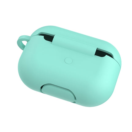 Solid Color Silicone Earphone Protective Case for AirPods Pro, with Hook(Teal)-garmade.com