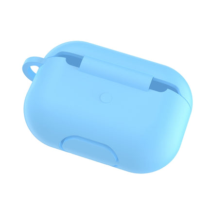 Solid Color Silicone Earphone Protective Case for AirPods Pro, with Hook(Sky Blue)-garmade.com