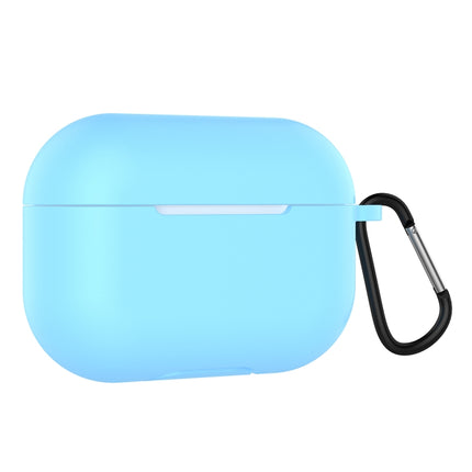 Solid Color Silicone Earphone Protective Case for AirPods Pro, with Hook(Sky Blue)-garmade.com