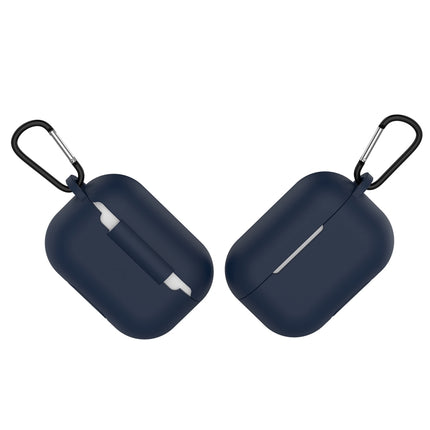 Solid Color Silicone Earphone Protective Case for AirPods Pro, with Hook(Midnight Blue)-garmade.com