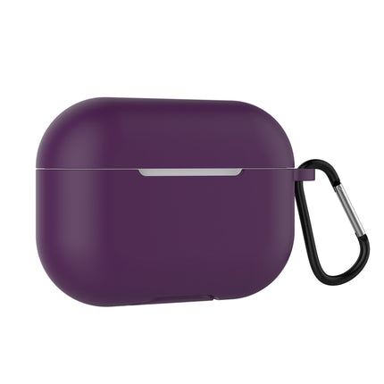 Solid Color Silicone Earphone Protective Case for AirPods Pro, with Hook(Purple)-garmade.com