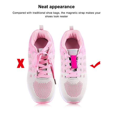 Magnetic Shoelace Buckle Non Binding Shoe Lace Accessories, Size:S (Below 230mm)(Rose Red)-garmade.com