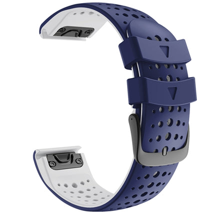 For Garmin Fenix 6 Two-color Silicone Round Hole Quick Release Replacement Strap Watchband(Blue White)-garmade.com