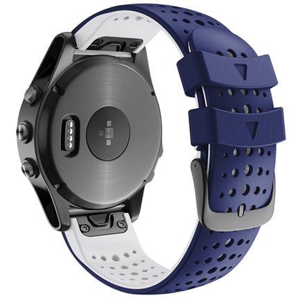 For Garmin Fenix 6 Two-color Silicone Round Hole Quick Release Replacement Strap Watchband(Blue White)-garmade.com