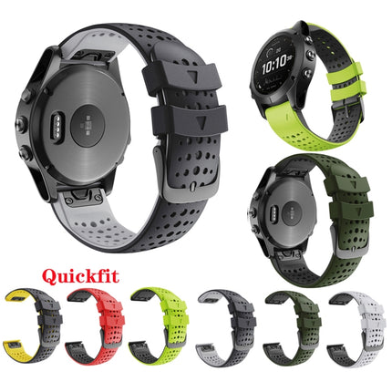 For Garmin Fenix 6 Two-color Silicone Round Hole Quick Release Replacement Strap Watchband(Mint Green Blue)-garmade.com