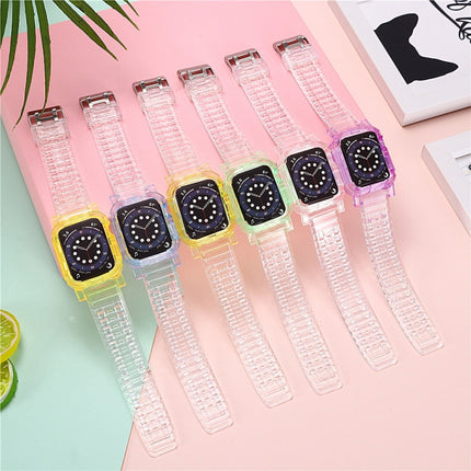 Crystal Clear Color Contrast Replacement Strap Watchband For Apple Watch Series 6 & SE & 5 & 4 44mm / 3 & 2 & 1 42mm (Yellow Green)-garmade.com