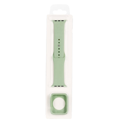 Silicone Replacement Strap Watchband + Watch Protective Case Set For Apple Watch Series 6 & SE & 5 & 4 40mm / 3 & 2 & 1 38mm (Mint Green)-garmade.com