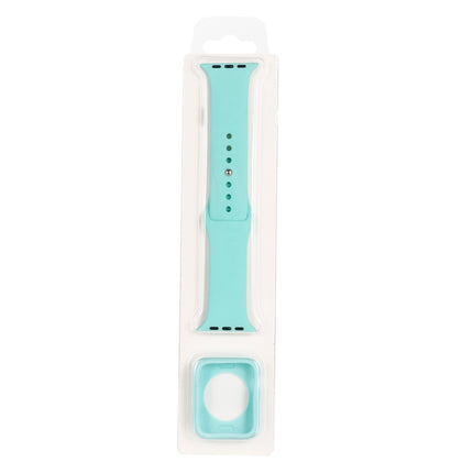 Silicone Replacement Strap Watchband + Watch Protective Case Set For Apple Watch Series 6 & SE & 5 & 4 40mm / 3 & 2 & 1 38mm (Light Blue)-garmade.com