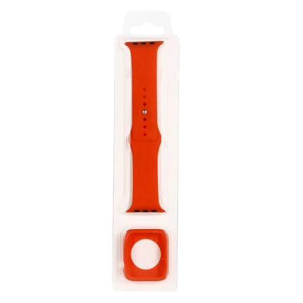 Silicone Replacement Strap Watchband + Watch Protective Case Set For Apple Watch Series 6 & SE & 5 & 4 40mm / 3 & 2 & 1 38mm (Orange)-garmade.com