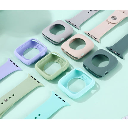 Silicone Replacement Strap Watchband + Watch Protective Case Set For Apple Watch Series 6 & SE & 5 & 4 40mm / 3 & 2 & 1 38mm (Rose Pink)-garmade.com