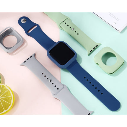 Silicone Replacement Strap Watchband + Watch Protective Case Set For Apple Watch Series 6 & SE & 5 & 4 40mm / 3 & 2 & 1 38mm (Ice Blue)-garmade.com