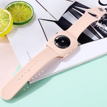 Silicone Replacement Strap Watchband + Watch Protective Case Set For Apple Watch Series 6 & SE & 5 & 4 40mm / 3 & 2 & 1 38mm (Pink)-garmade.com