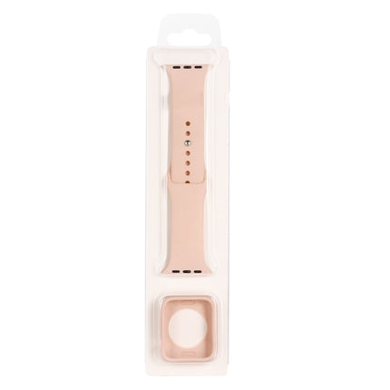 Silicone Replacement Strap Watchband + Watch Protective Case Set For Apple Watch Series 6 & SE & 5 & 4 44mm / 3 & 2 & 1 42mm (Rose Pink)-garmade.com