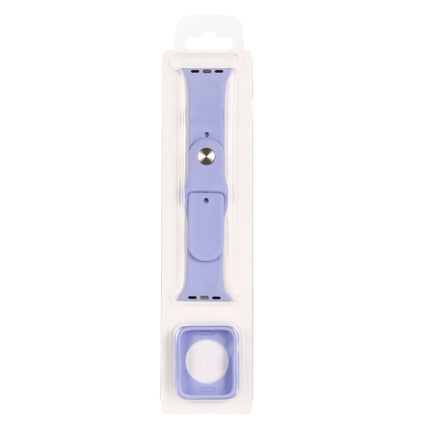 Silicone Replacement Strap Watchband + Watch Protective Case Set For Apple Watch Series 6 & SE & 5 & 4 44mm / 3 & 2 & 1 42mm (Purple)-garmade.com