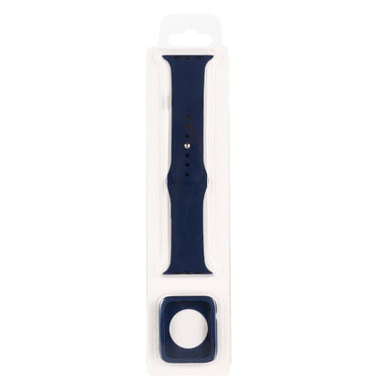 Silicone Replacement Strap Watchband + Watch Protective Case Set For Apple Watch Series 6 & SE & 5 & 4 44mm / 3 & 2 & 1 42mm (Midnight Blue)-garmade.com