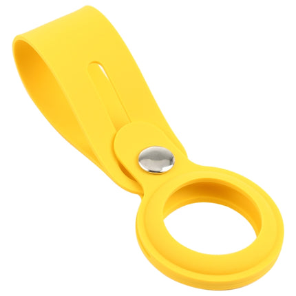 Shockproof Anti-scratch Silicone Protective Case Cover with Hang Loop For AirTag(Yellow)-garmade.com