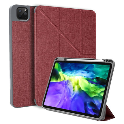 For iPad Pro 11 2022 / 2021 / 2020 Mutural Multi-fold Smart Leather Tablet Case(Red)-garmade.com