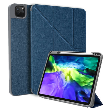 For iPad Pro 11 2022 / 2021 / 2020 Mutural Multi-fold Smart Leather Tablet Case (Blue)-garmade.com