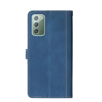 For Samsung Galaxy Note20 Stitching Skin Feel Magnetic Buckle Horizontal Flip PU Leather Case with Holder & Card Slots & Wallet(Blue)-garmade.com