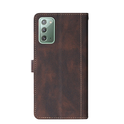For Samsung Galaxy Note20 Stitching Skin Feel Magnetic Buckle Horizontal Flip PU Leather Case with Holder & Card Slots & Wallet(Brown)-garmade.com