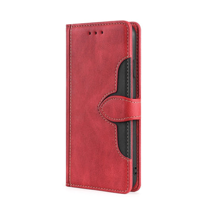 For Samsung Galaxy Note10 Stitching Skin Feel Magnetic Buckle Horizontal Flip PU Leather Case with Holder & Card Slots & Wallet(Red)-garmade.com