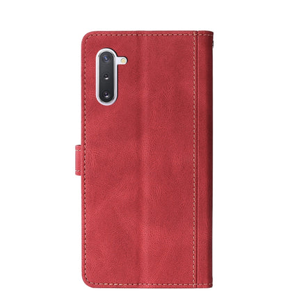 For Samsung Galaxy Note10 Stitching Skin Feel Magnetic Buckle Horizontal Flip PU Leather Case with Holder & Card Slots & Wallet(Red)-garmade.com