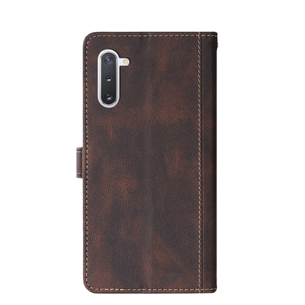 For Samsung Galaxy Note10 Stitching Skin Feel Magnetic Buckle Horizontal Flip PU Leather Case with Holder & Card Slots & Wallet(Brown)-garmade.com