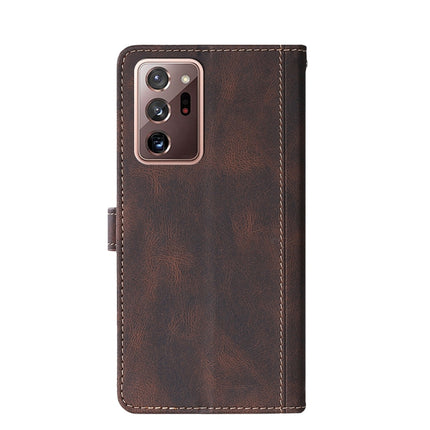 For Samsung Galaxy Note20 Ultra Stitching Skin Feel Magnetic Buckle Horizontal Flip PU Leather Case with Holder & Card Slots & Wallet(Brown)-garmade.com