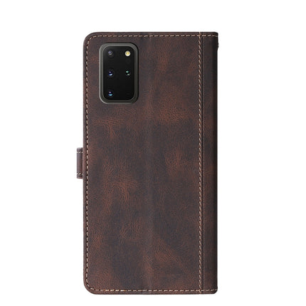 For Samsung Galaxy S20+ Stitching Skin Feel Magnetic Buckle Horizontal Flip PU Leather Case with Holder & Card Slots & Wallet(Brown)-garmade.com