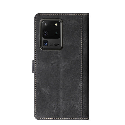 For Samsung Galaxy S20 Ultra Stitching Skin Feel Magnetic Buckle Horizontal Flip PU Leather Case with Holder & Card Slots & Wallet(Black)-garmade.com