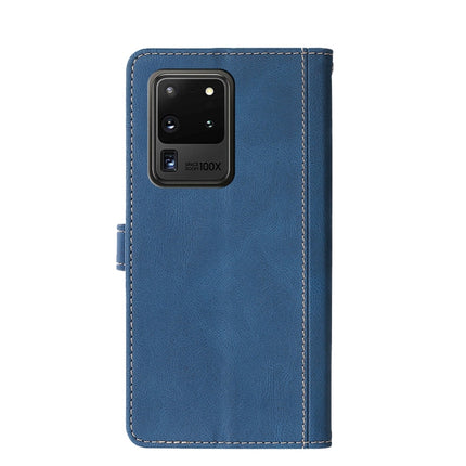For Samsung Galaxy S20 Ultra Stitching Skin Feel Magnetic Buckle Horizontal Flip PU Leather Case with Holder & Card Slots & Wallet(Blue)-garmade.com