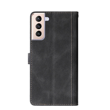 For Samsung Galaxy S21+ 5G Stitching Skin Feel Magnetic Buckle Horizontal Flip PU Leather Case with Holder & Card Slots & Wallet(Black)-garmade.com
