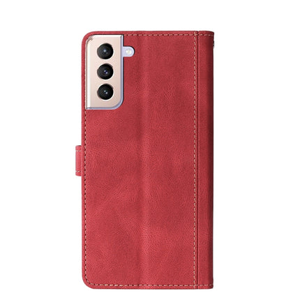 For Samsung Galaxy S21+ 5G Stitching Skin Feel Magnetic Buckle Horizontal Flip PU Leather Case with Holder & Card Slots & Wallet(Red)-garmade.com