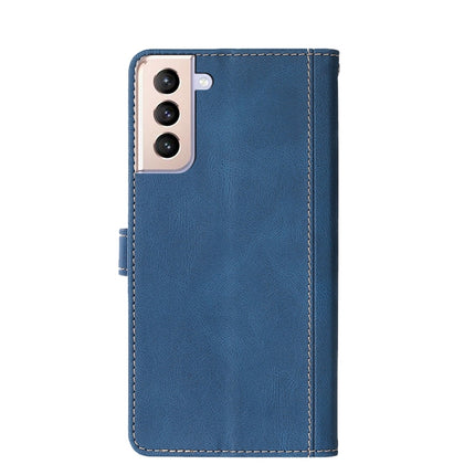 For Samsung Galaxy S21+ 5G Stitching Skin Feel Magnetic Buckle Horizontal Flip PU Leather Case with Holder & Card Slots & Wallet(Blue)-garmade.com
