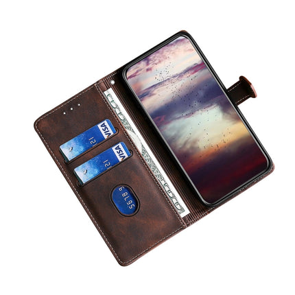 For Samsung Galaxy S21+ 5G Stitching Skin Feel Magnetic Buckle Horizontal Flip PU Leather Case with Holder & Card Slots & Wallet(Brown)-garmade.com