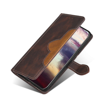 For Samsung Galaxy S21+ 5G Stitching Skin Feel Magnetic Buckle Horizontal Flip PU Leather Case with Holder & Card Slots & Wallet(Brown)-garmade.com