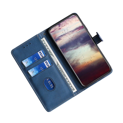 For Samsung Galaxy S21 Ultra 5G Stitching Skin Feel Magnetic Buckle Horizontal Flip PU Leather Case with Holder & Card Slots & Wallet(Blue)-garmade.com