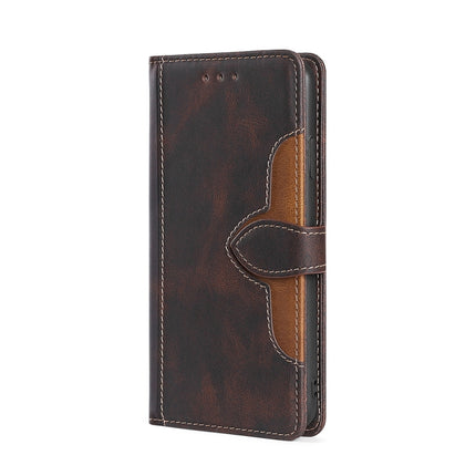 For Samsung Galaxy S21 Ultra 5G Stitching Skin Feel Magnetic Buckle Horizontal Flip PU Leather Case with Holder & Card Slots & Wallet(Brown)-garmade.com