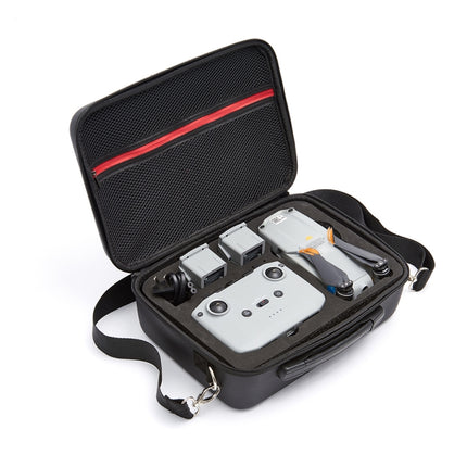 Portable Single Shoulder Storage Travel Carrying PU Cover Case Box for DJI Air 2S(Black + Red Liner)-garmade.com