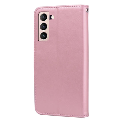For Samsung Galaxy S21 5G Rose Embossed Horizontal Flip PU Leather Case with Holder & Card Slots & Wallet(Rose Gold)-garmade.com