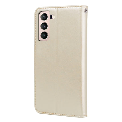 For Samsung Galaxy S21 5G Rose Embossed Horizontal Flip PU Leather Case with Holder & Card Slots & Wallet(Gold)-garmade.com