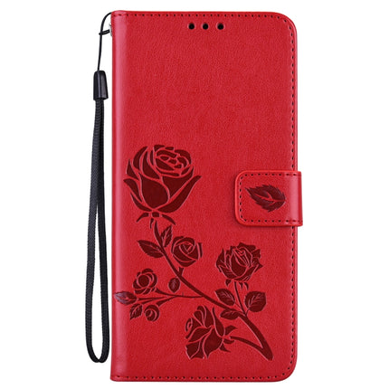 For Samsung Galaxy S21 Ultra 5G Rose Embossed Horizontal Flip PU Leather Case with Holder & Card Slots & Wallet(Red)-garmade.com