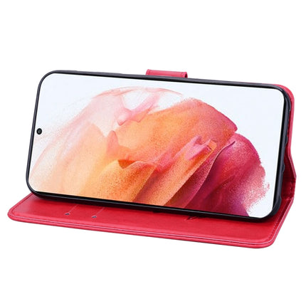 For Samsung Galaxy S21 Ultra 5G Rose Embossed Horizontal Flip PU Leather Case with Holder & Card Slots & Wallet(Red)-garmade.com