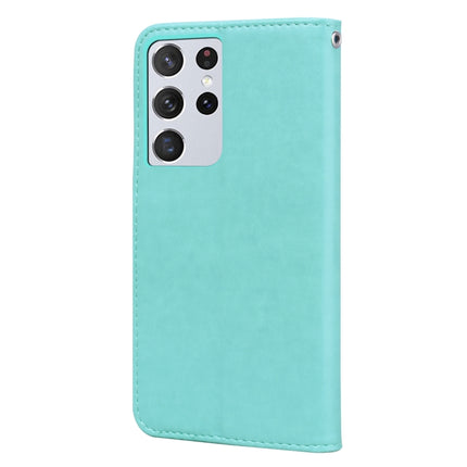 For Samsung Galaxy S21 Ultra 5G Rose Embossed Horizontal Flip PU Leather Case with Holder & Card Slots & Wallet(Green)-garmade.com