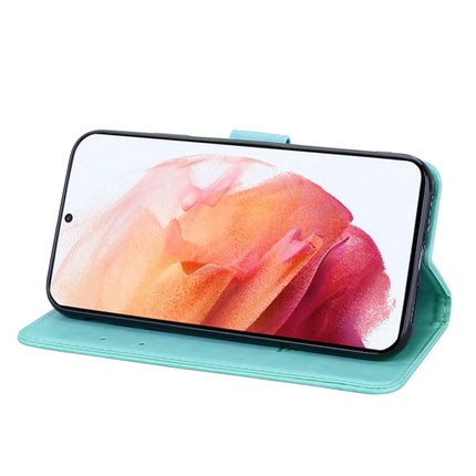 For Samsung Galaxy S21 Ultra 5G Rose Embossed Horizontal Flip PU Leather Case with Holder & Card Slots & Wallet(Green)-garmade.com