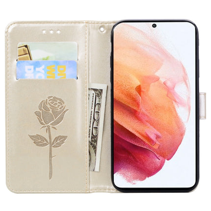 For Samsung Galaxy S21 Ultra 5G Rose Embossed Horizontal Flip PU Leather Case with Holder & Card Slots & Wallet(Gold)-garmade.com