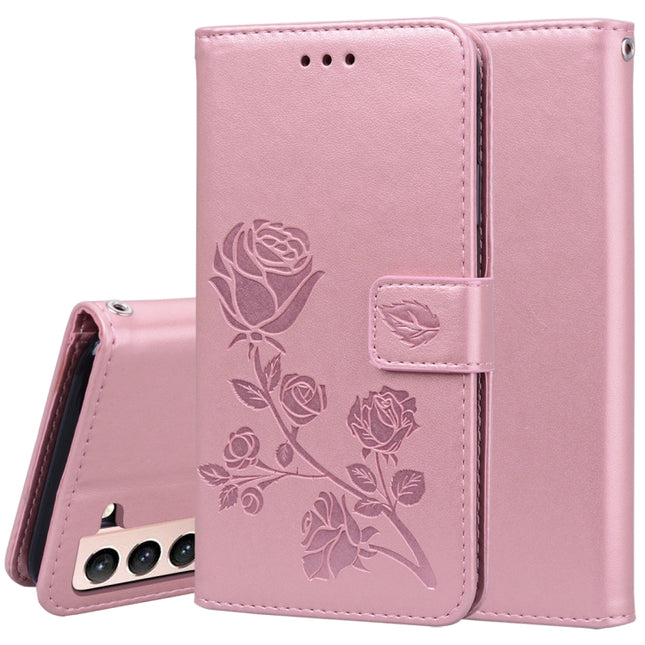 For Samsung Galaxy S21+ 5G Rose Embossed Horizontal Flip PU Leather Case with Holder & Card Slots & Wallet(Rose Gold)-garmade.com