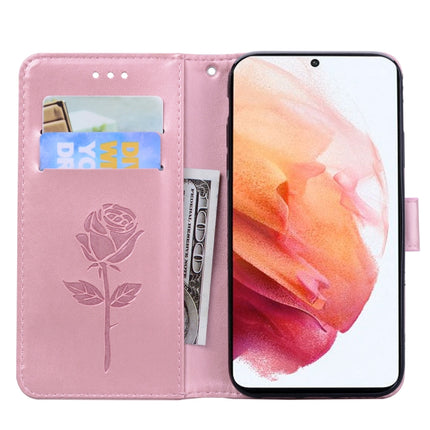 For Samsung Galaxy S21+ 5G Rose Embossed Horizontal Flip PU Leather Case with Holder & Card Slots & Wallet(Rose Gold)-garmade.com